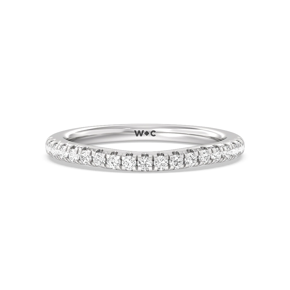 Scalloped Hidden Halo with Studded Gallery Diamond Wedding Band with Platinum Cut Diamond in 14KT Platinum view 1

