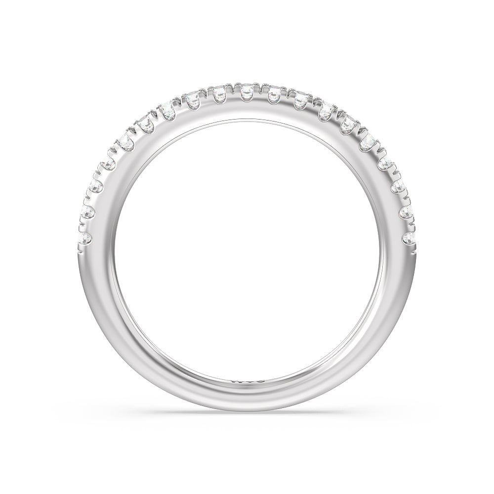 Scalloped Hidden Halo with Studded Gallery Diamond Wedding Band with Platinum Cut Diamond in 14KT Platinum view 2
