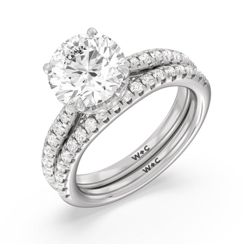Cushion Cut Scalloped Hidden Halo with Studded Gallery Engagement Ring with Lab Grown Diamond in 14KT Rose Gold view 4
