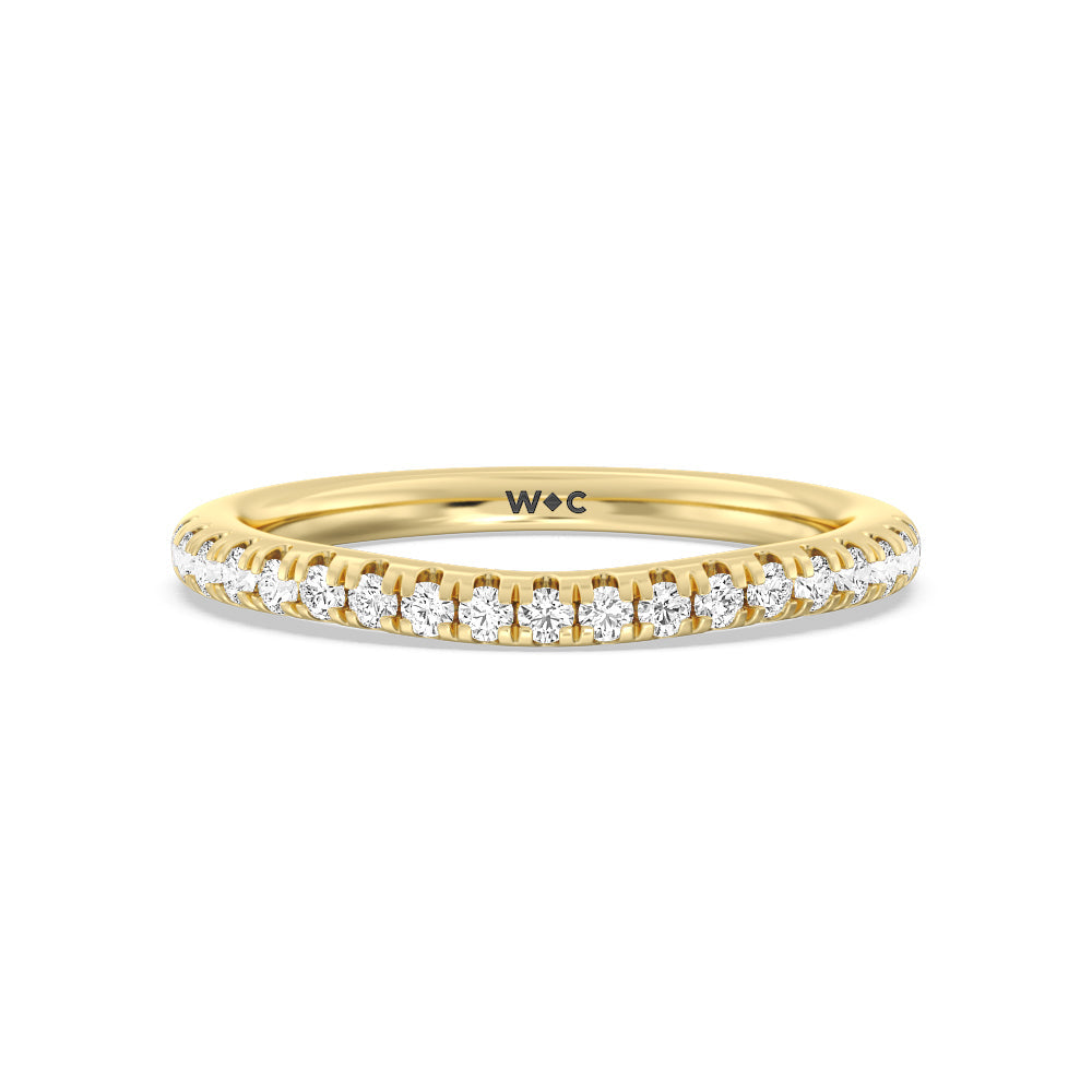 Scalloped Hidden Halo with Studded Gallery Diamond Wedding Band with 18KT Yellow Gold Cut Diamond in 14KT Yellow Gold view 1
