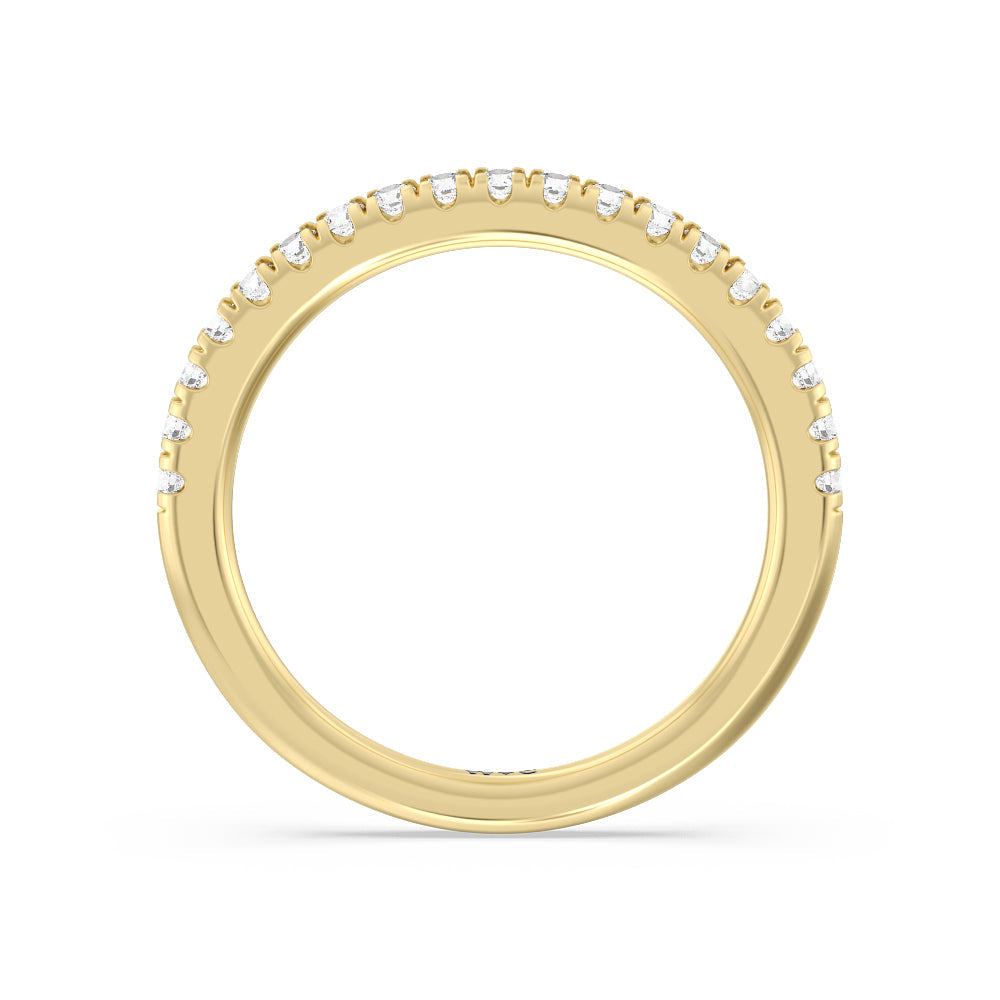 Scalloped Hidden Halo with Studded Gallery Diamond Wedding Band with 18KT Yellow Gold Cut Diamond in 14KT Yellow Gold view 2
