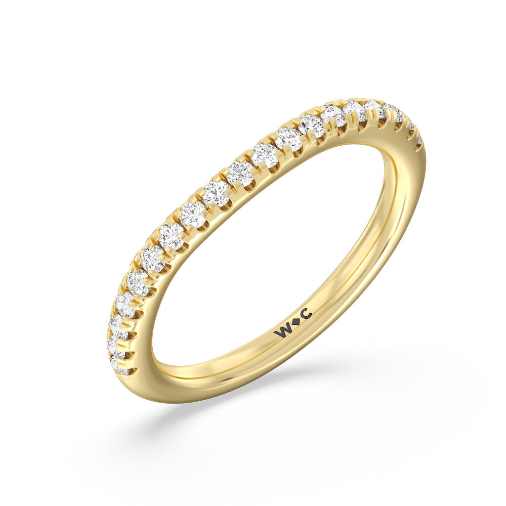 Scalloped Hidden Halo with Studded Gallery Diamond Wedding Band with 18KT Yellow Gold Cut Diamond in 14KT Yellow Gold view 4
