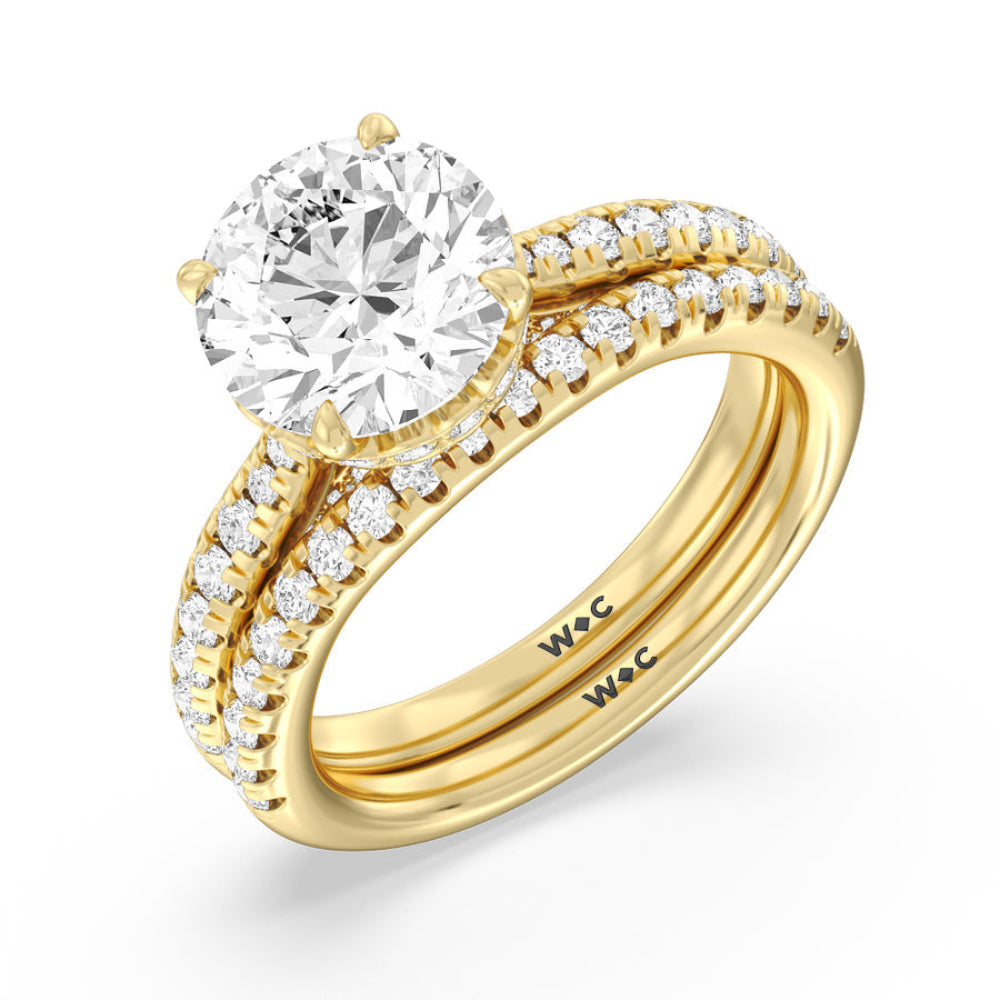 Cushion Cut Scalloped Hidden Halo with Studded Gallery Engagement Ring with Lab Grown Diamond in 14KT Rose Gold view 5
