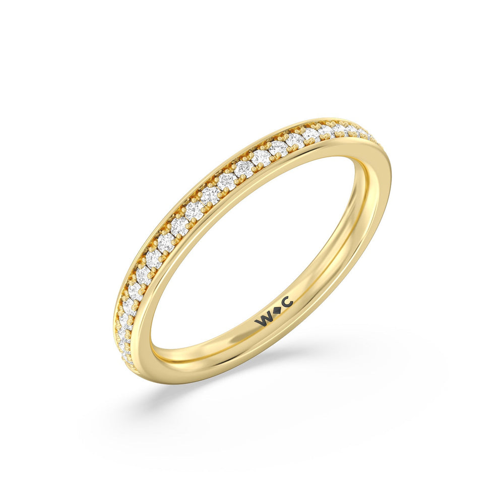 Tapering Scalloped Hidden Halo Diamond Wedding Band with 18KT Yellow Gold Cut Diamond in 14KT Yellow Gold view 4
