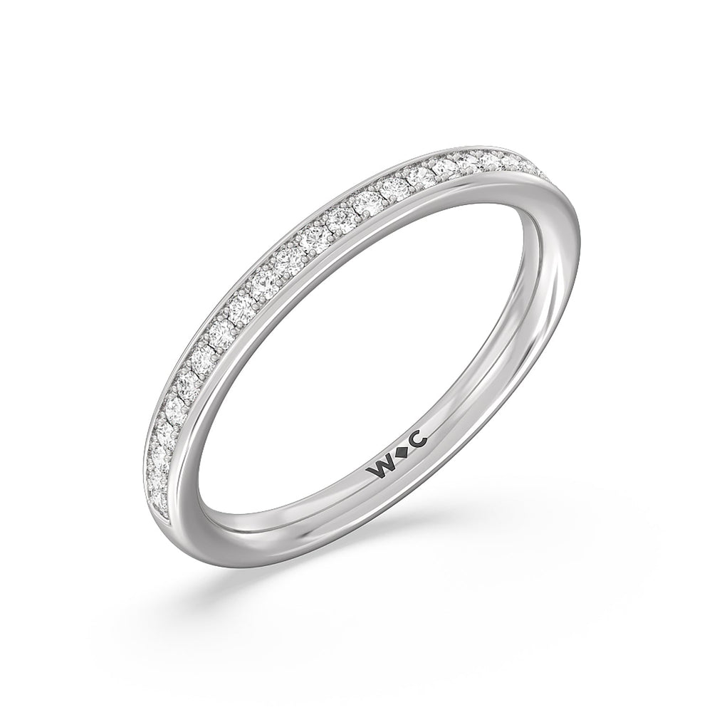 Collared Scalloped Hidden Halo Diamond Wedding Band with Platinum Cut Diamond in 14KT Platinum view 4
