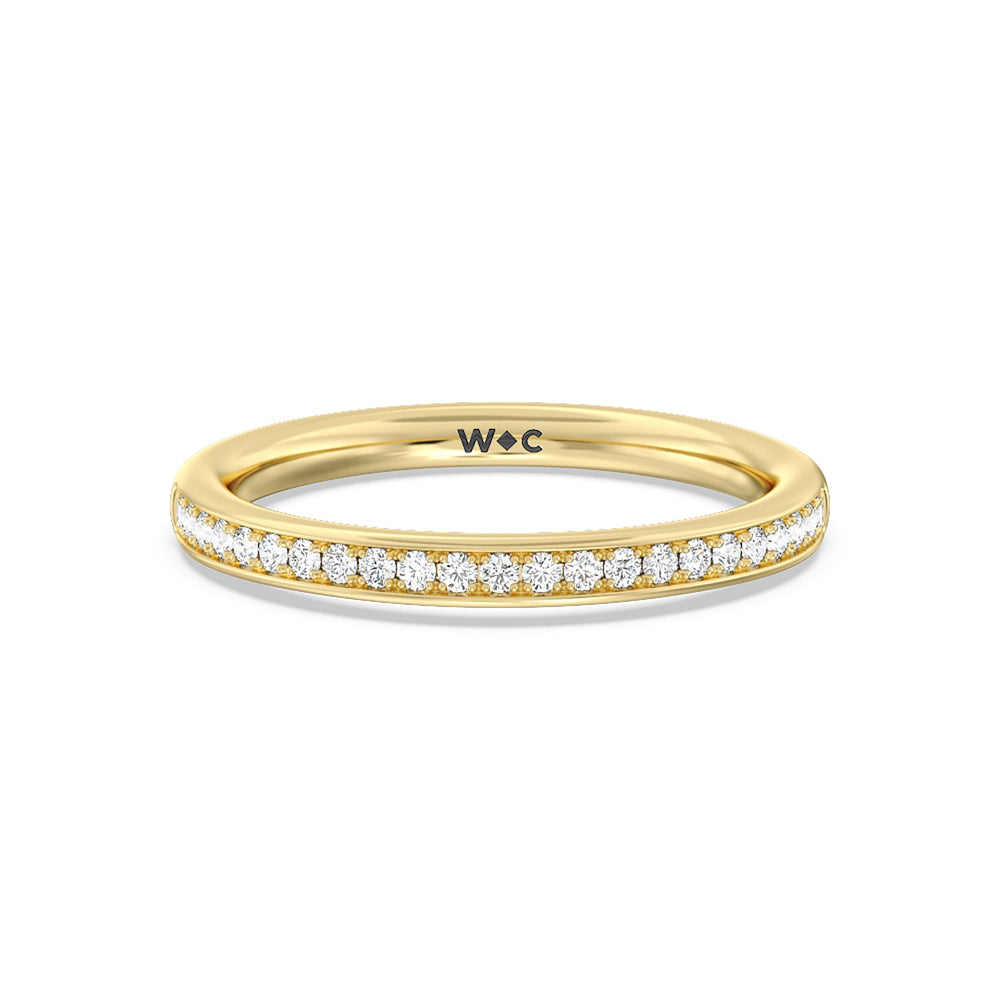 Collared Scalloped Hidden Halo Diamond Wedding Band with 18KT Yellow Gold Cut Diamond in 14KT Yellow Gold view 1
