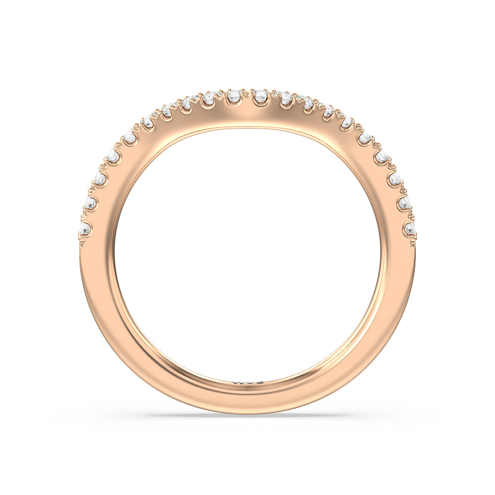 Halo And Scalloped Hidden Halo Cathedral Diamond Wedding Band with 18KT Rose Gold Cut Diamond in 14KT Rose Gold view 2
