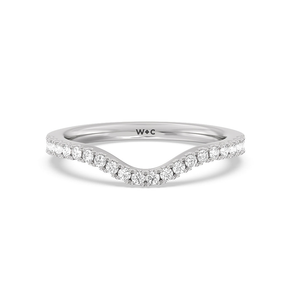 Halo And Scalloped Hidden Halo Cathedral Diamond Wedding Band with Platinum Cut Diamond in 14KT Platinum view 1
