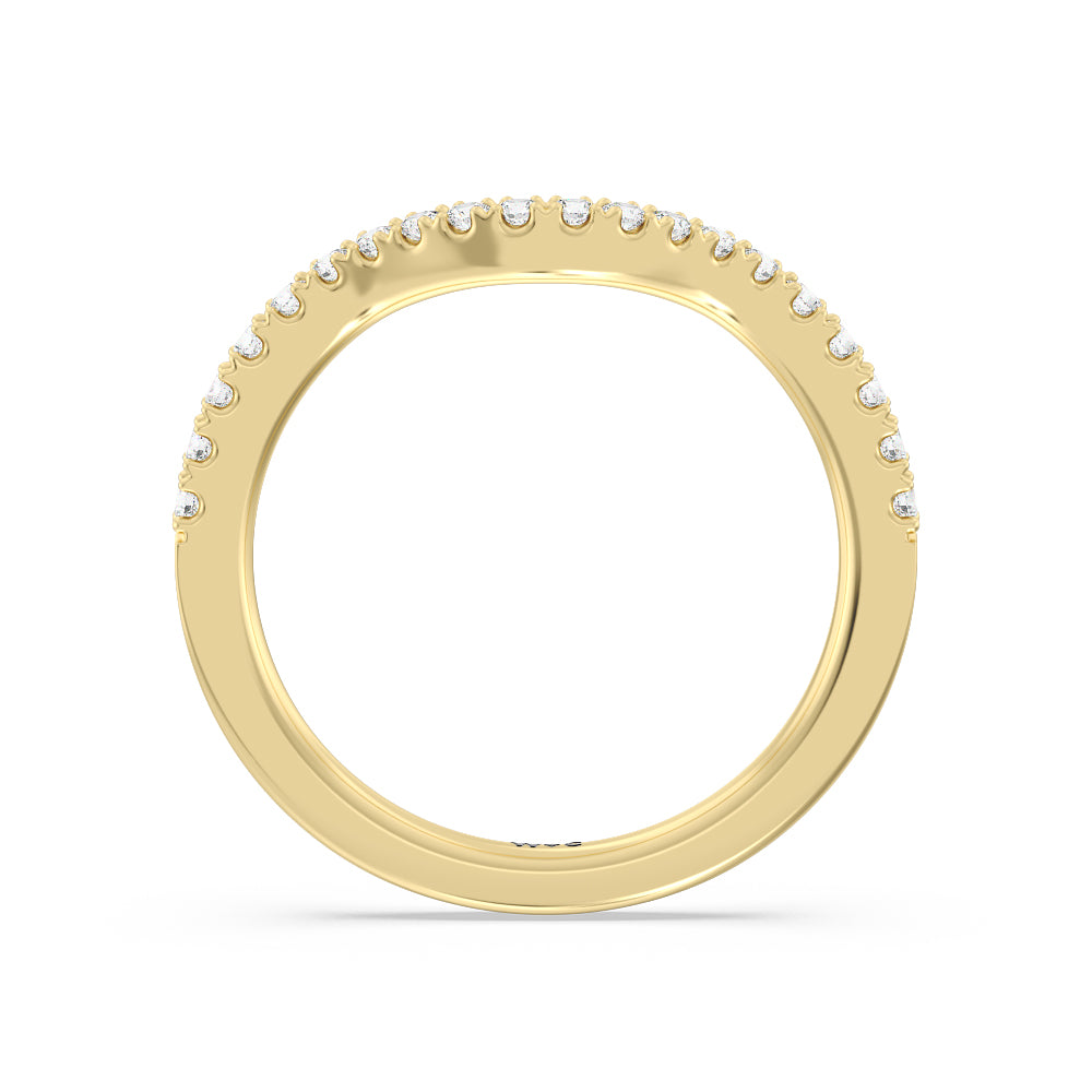 Halo And Scalloped Hidden Halo Cathedral Diamond Wedding Band with 18KT Yellow Gold Cut Diamond in 14KT Yellow Gold view 2
