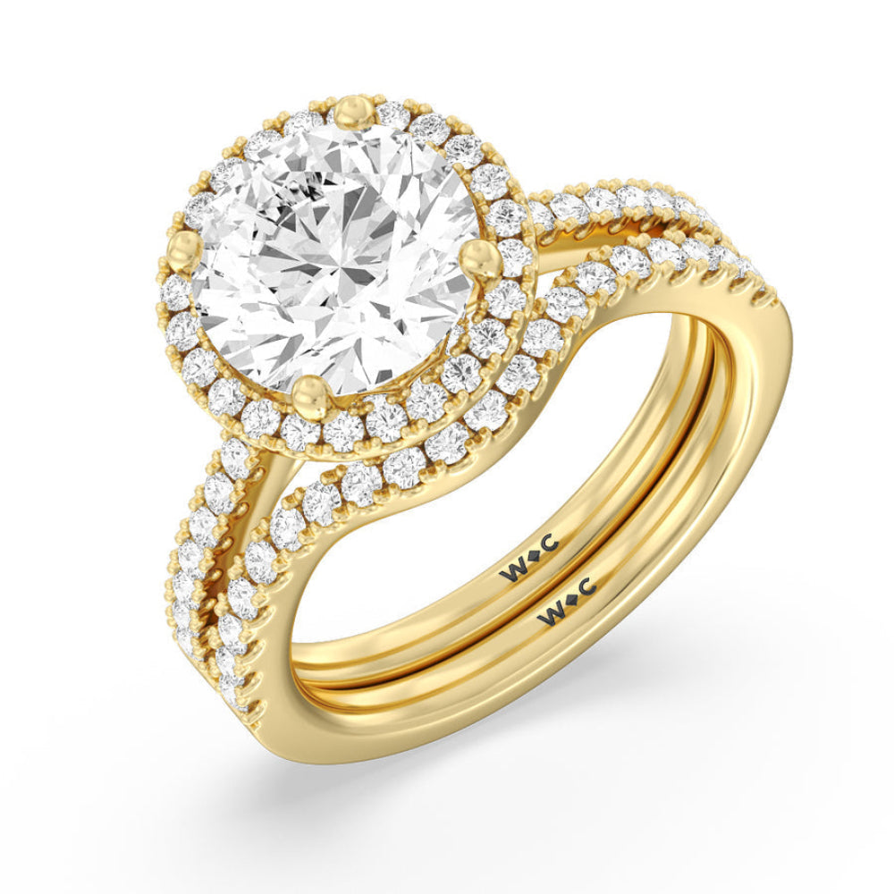 Halo And Scalloped Hidden Halo Cathedral Engagement Ring with Pear Cut Diamond in 14KT Rose Gold view 5
