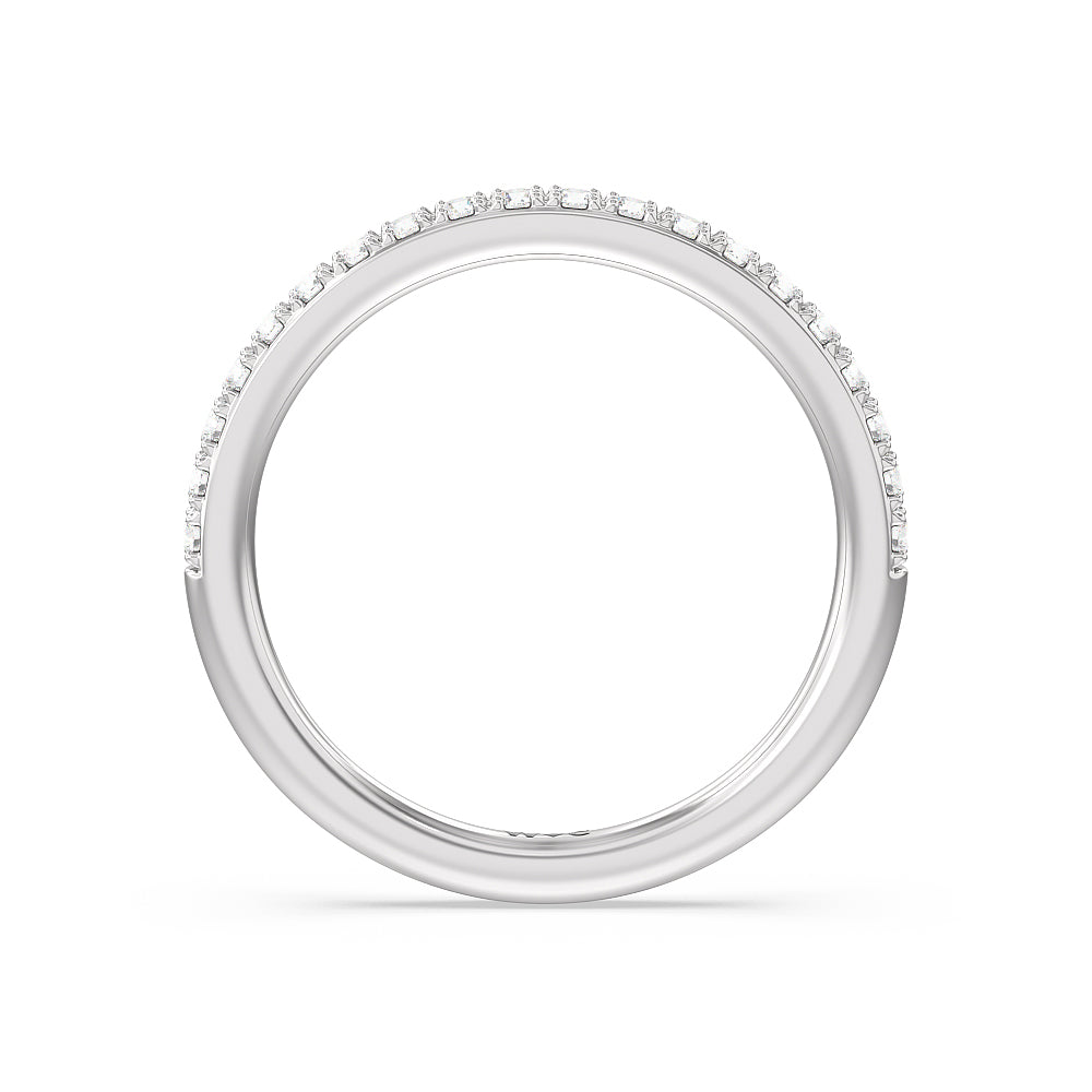 Pave Scalloped Hidden Halo Diamond Wedding Band with Platinum Cut Diamond in 14KT Platinum view 2
