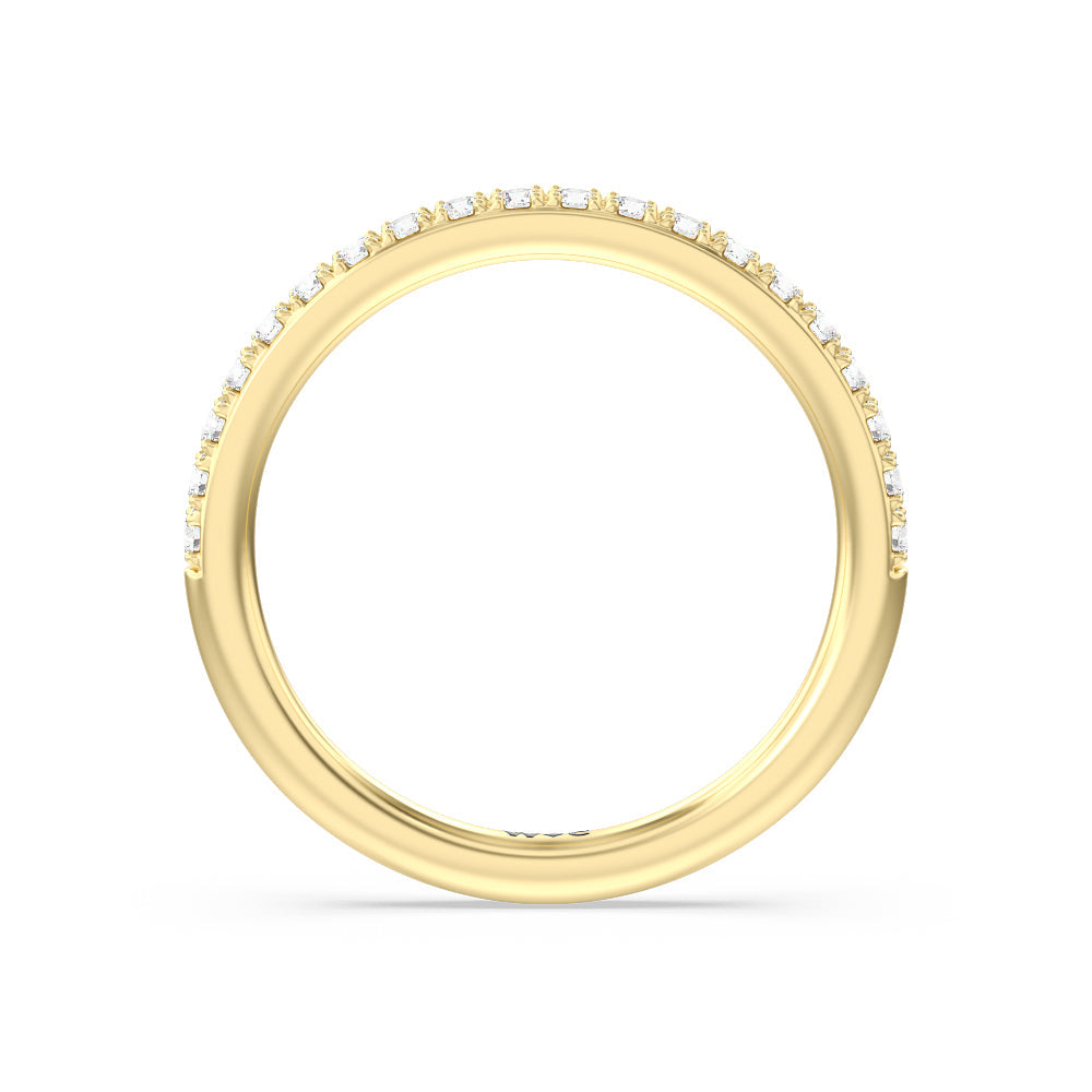 Pave Scalloped Hidden Halo Diamond Wedding Band with 18KT Yellow Gold Cut Diamond in 14KT Yellow Gold view 2
