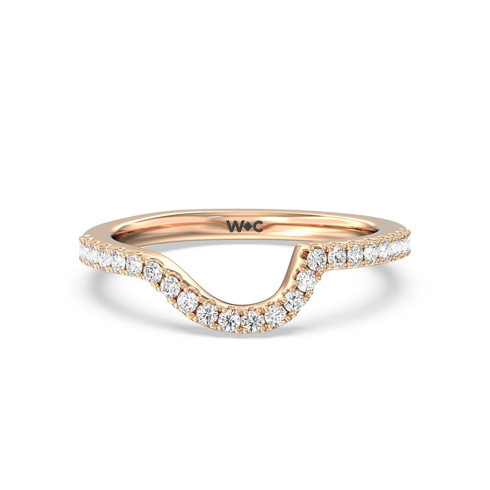 Ascending Wrap-Around Hidden Halo Diamond Wedding Band with 18KT Rose Gold Cut Diamond in 14KT Rose Gold view 1
