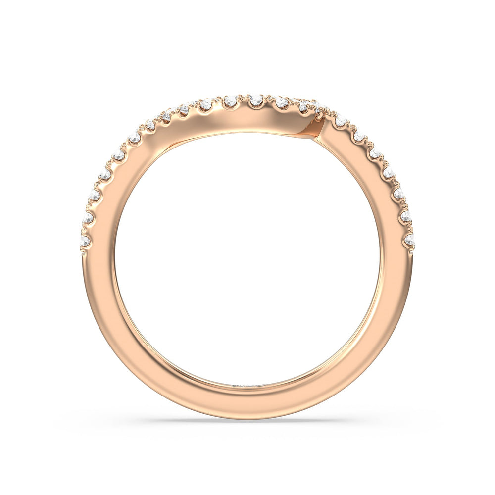 Ascending Wrap-Around Hidden Halo Diamond Wedding Band with 18KT Rose Gold Cut Diamond in 14KT Rose Gold view 2
