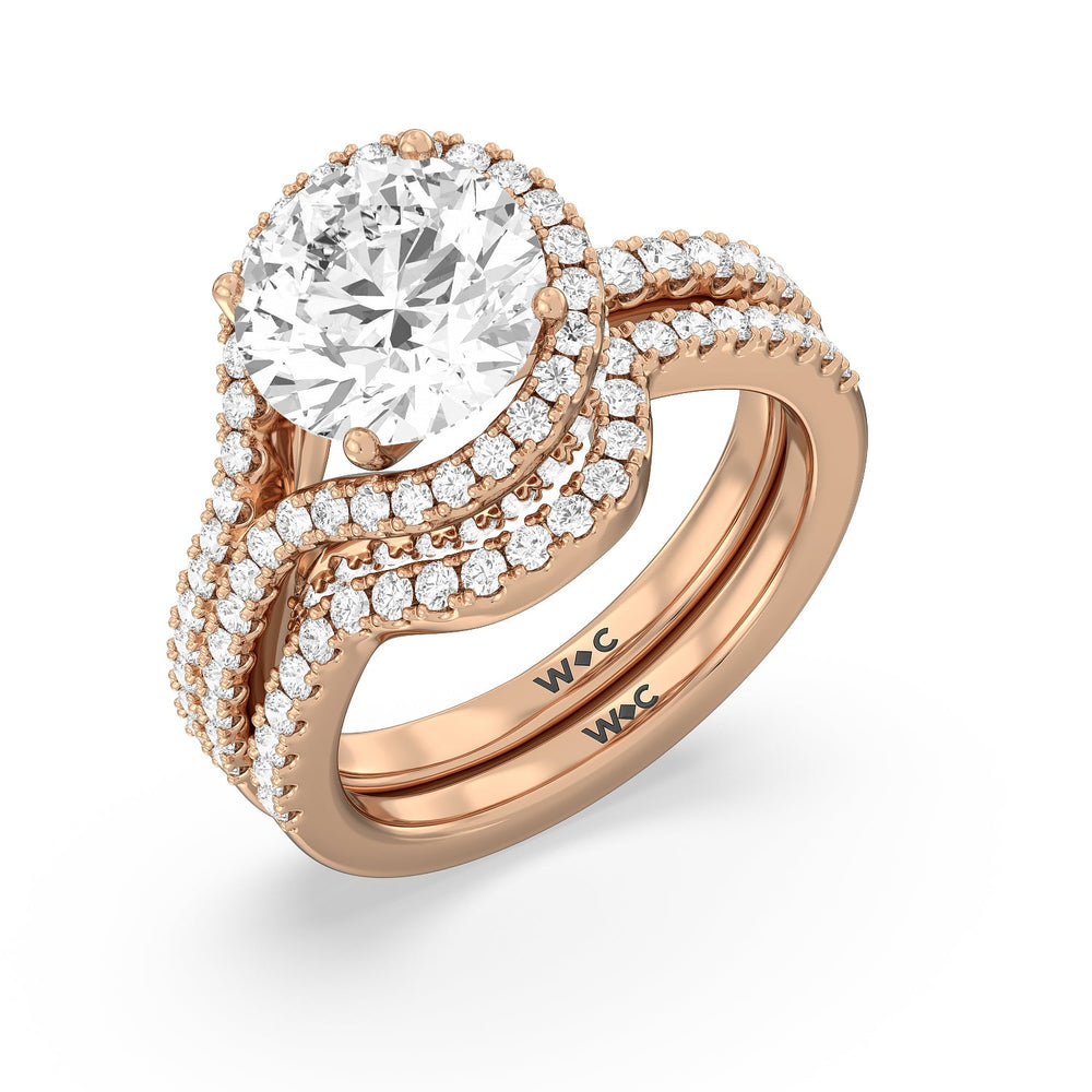 Ascending Wrap-Around Hidden Halo Engagement Ring with Asscher Cut Diamond in 14KT Rose Gold view 6
