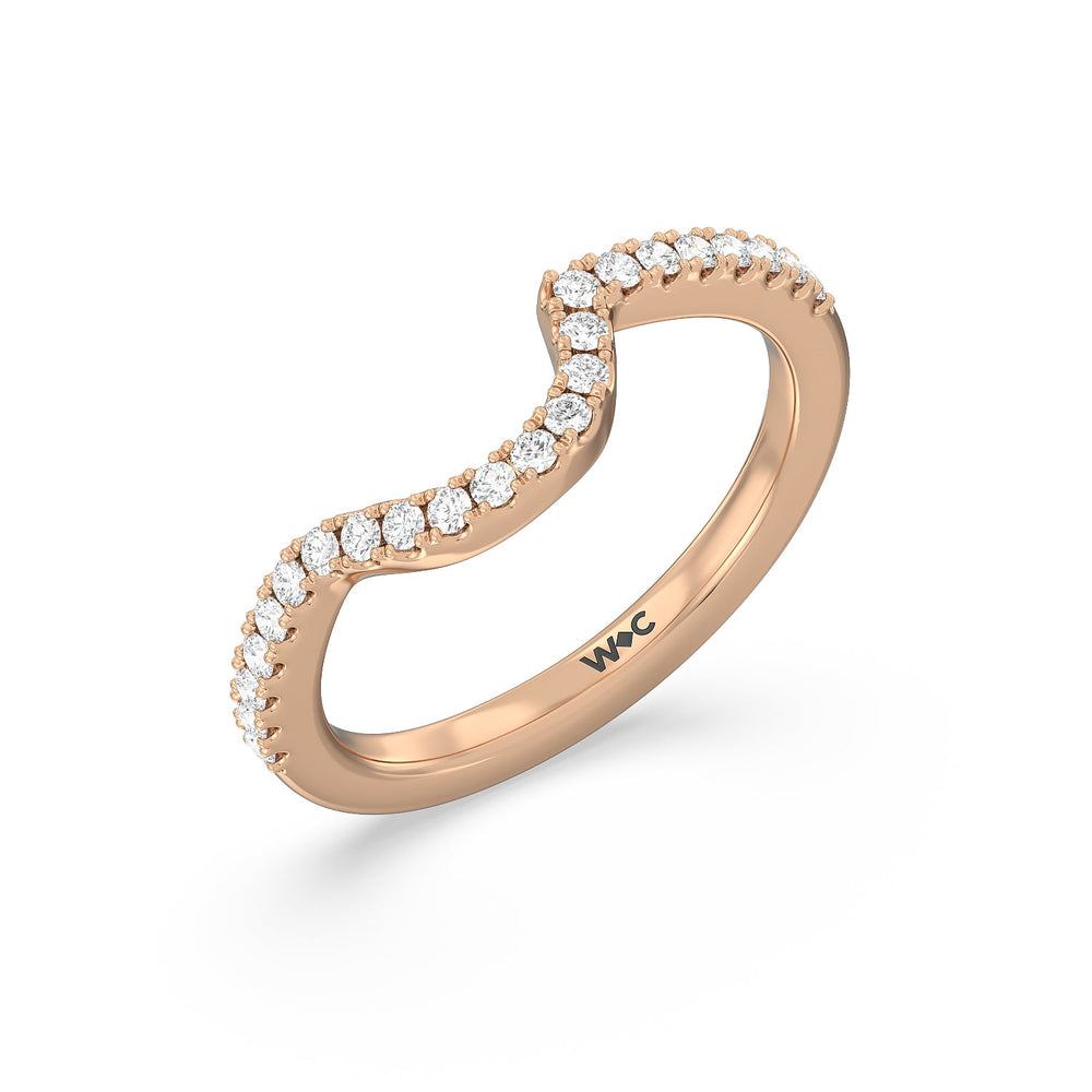 Ascending Wrap-Around Hidden Halo Diamond Wedding Band with 18KT Rose Gold Cut Diamond in 14KT Rose Gold view 4
