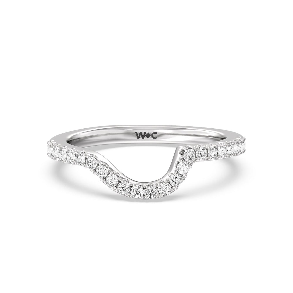 Ascending Wrap-Around Hidden Halo Diamond Wedding Band with Platinum Cut Diamond in 14KT Platinum view 1
