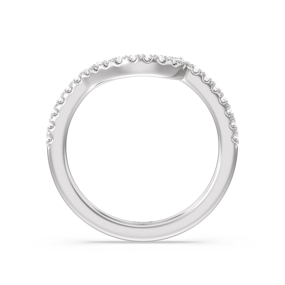 Ascending Wrap-Around Hidden Halo Diamond Wedding Band with Platinum Cut Diamond in 14KT Platinum view 2

