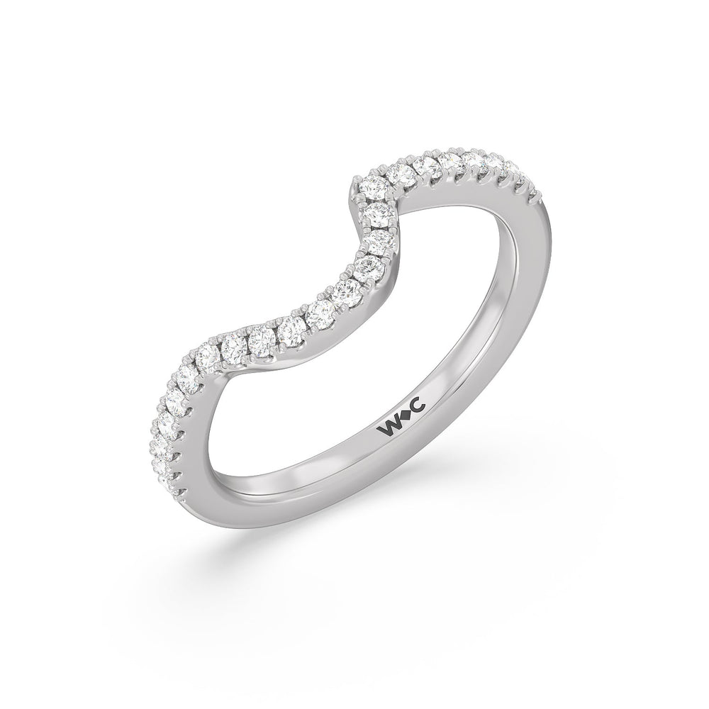 Ascending Wrap-Around Hidden Halo Diamond Wedding Band with Platinum Cut Diamond in 14KT Platinum view 4
