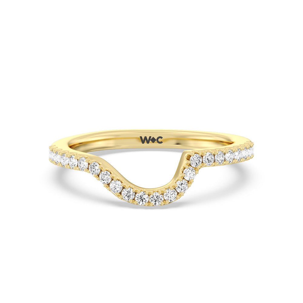 Ascending Wrap-Around Hidden Halo Diamond Wedding Band with 18KT Yellow Gold Cut Diamond in 14KT Yellow Gold view 1
