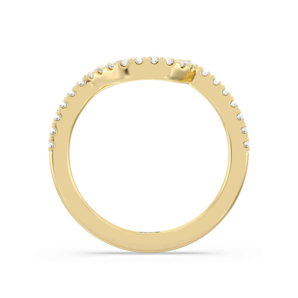 Ascending Wrap-Around Hidden Halo Diamond Wedding Band with 18KT Yellow Gold Cut Diamond in 14KT Yellow Gold view 2
