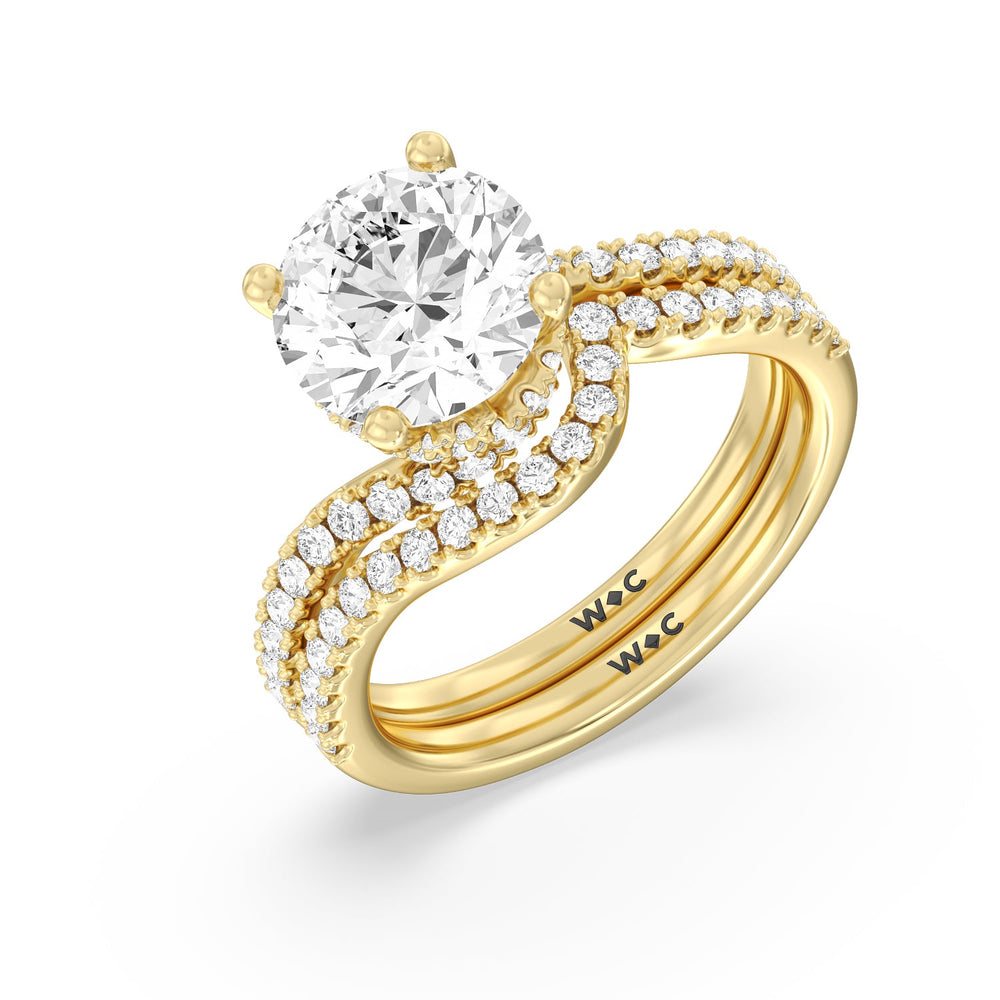 Spiral Hidden Halo Engagement Ring with Asscher Cut Diamond in 14KT Rose Gold view 5
