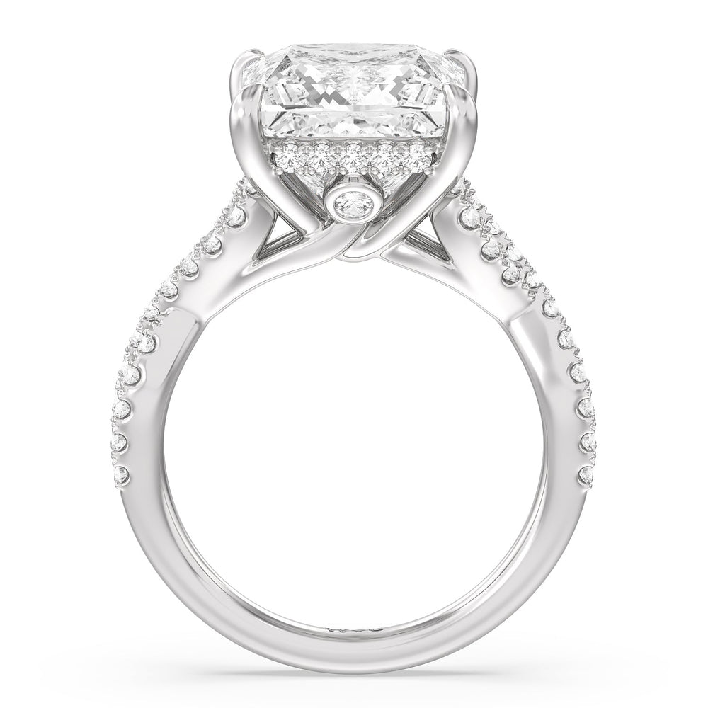 Royal Twist Hidden Halo Ring with Princess Cut Diamond in 14KT Platinum view 2
