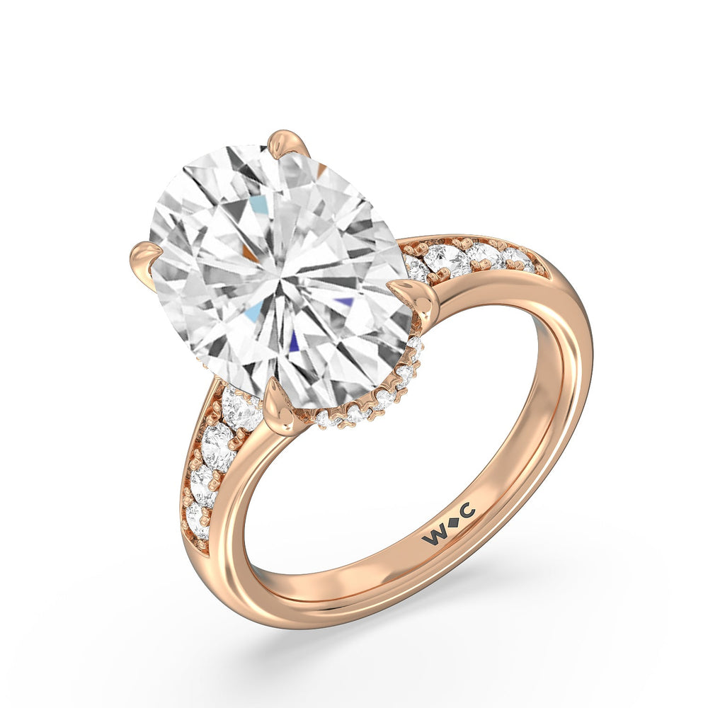 Regal Vintage Tapered Ring with Oval Cut Diamond in 14KT Rose Gold view 3
