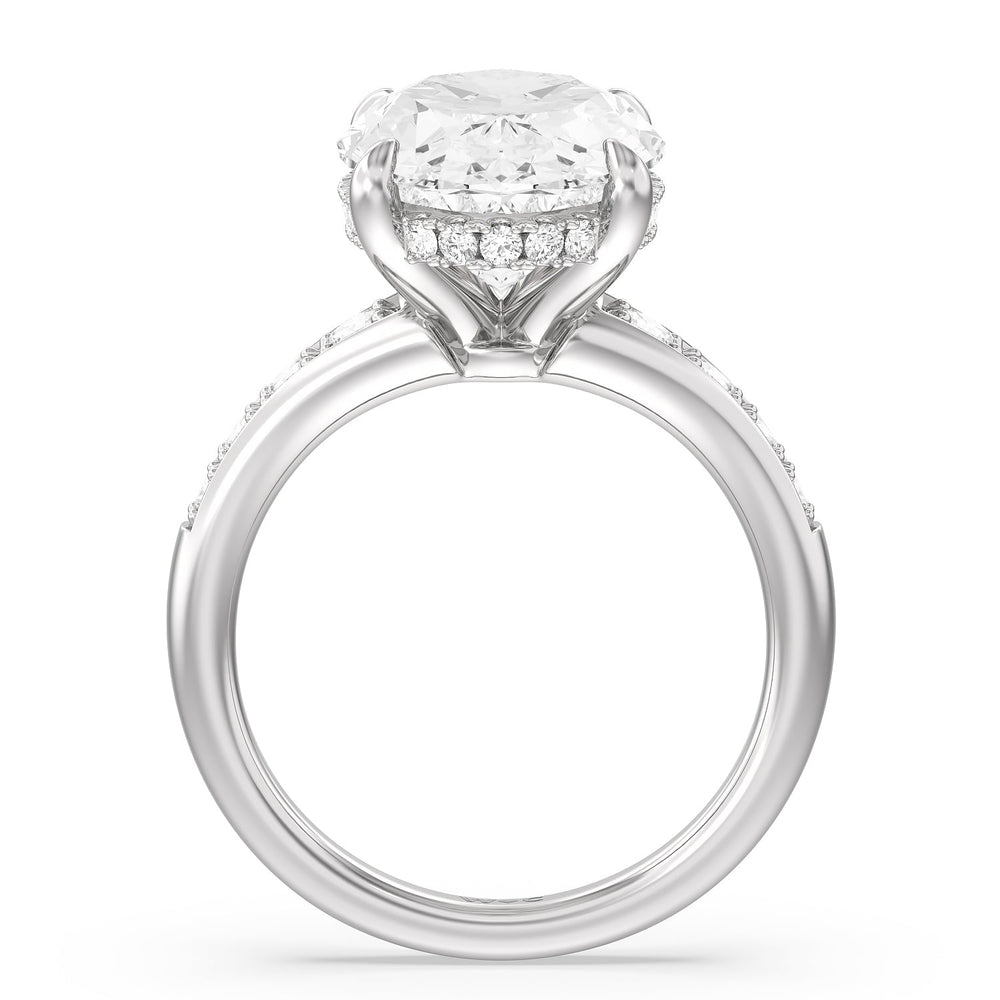 Regal Vintage Tapered Ring with Oval Cut Diamond in 14KT Platinum view 2
