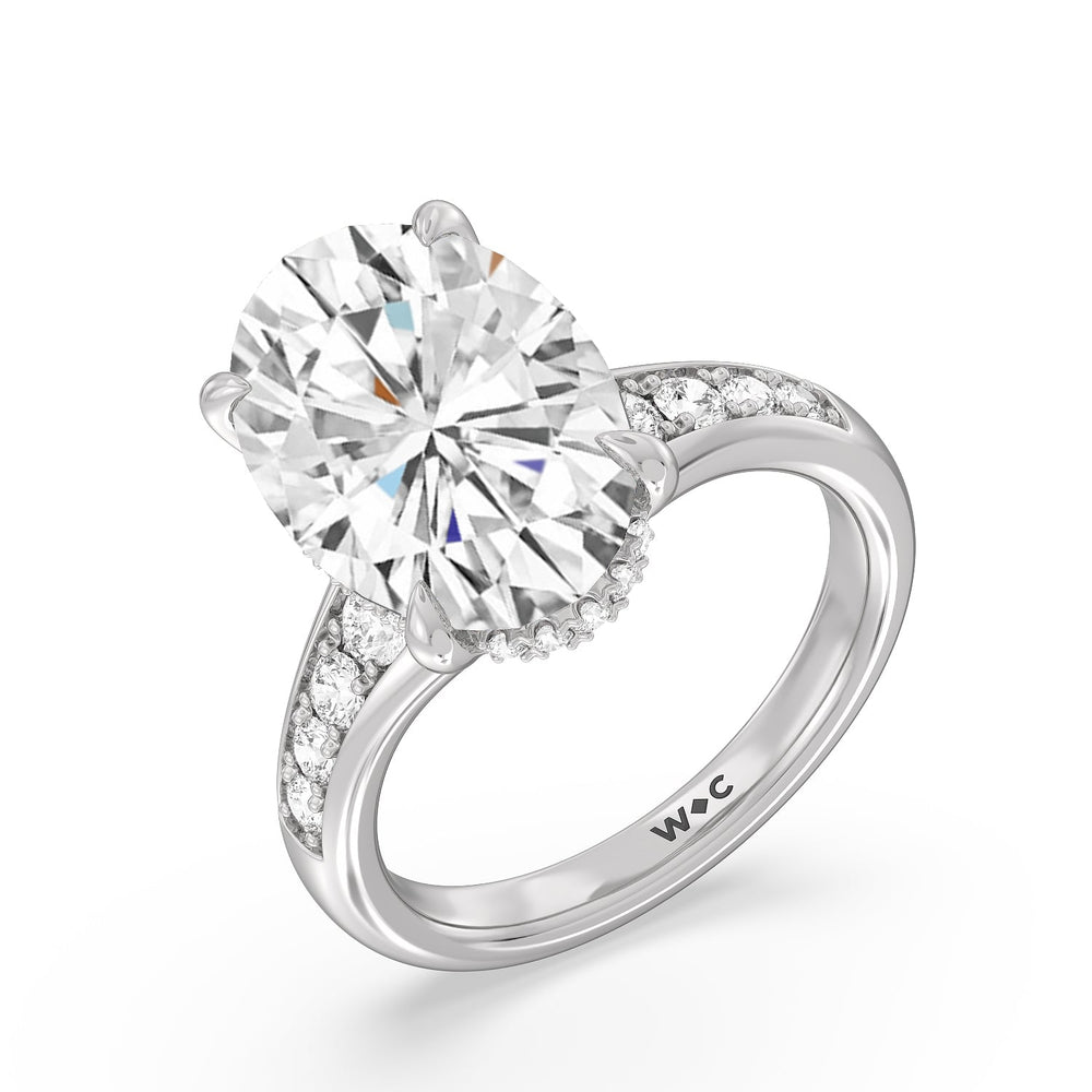 Regal Vintage Tapered Ring with Oval Cut Diamond in 14KT Platinum view 3
