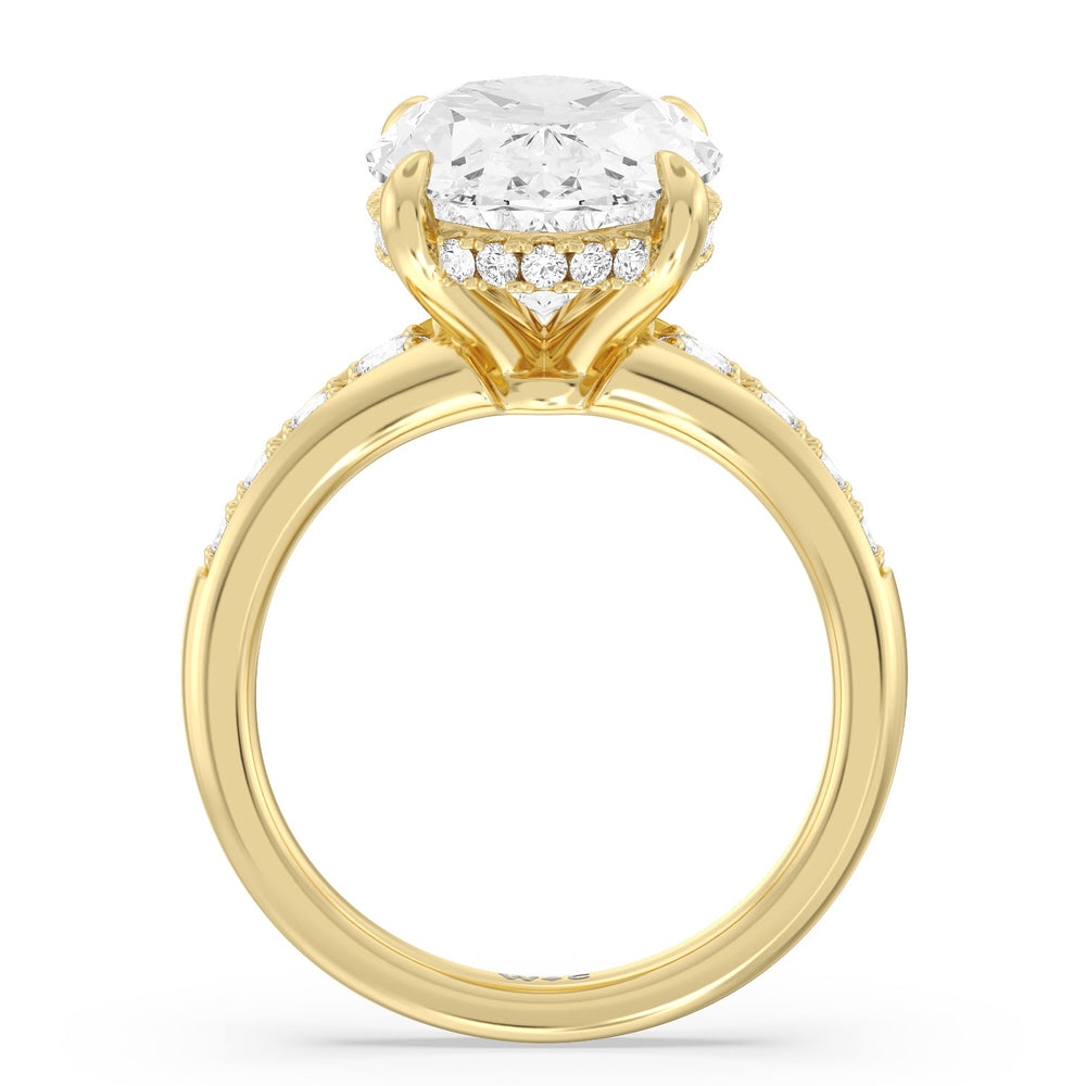 Regal Vintage Tapered Ring with Oval Cut Diamond in 14KT Yellow Gold view 2
