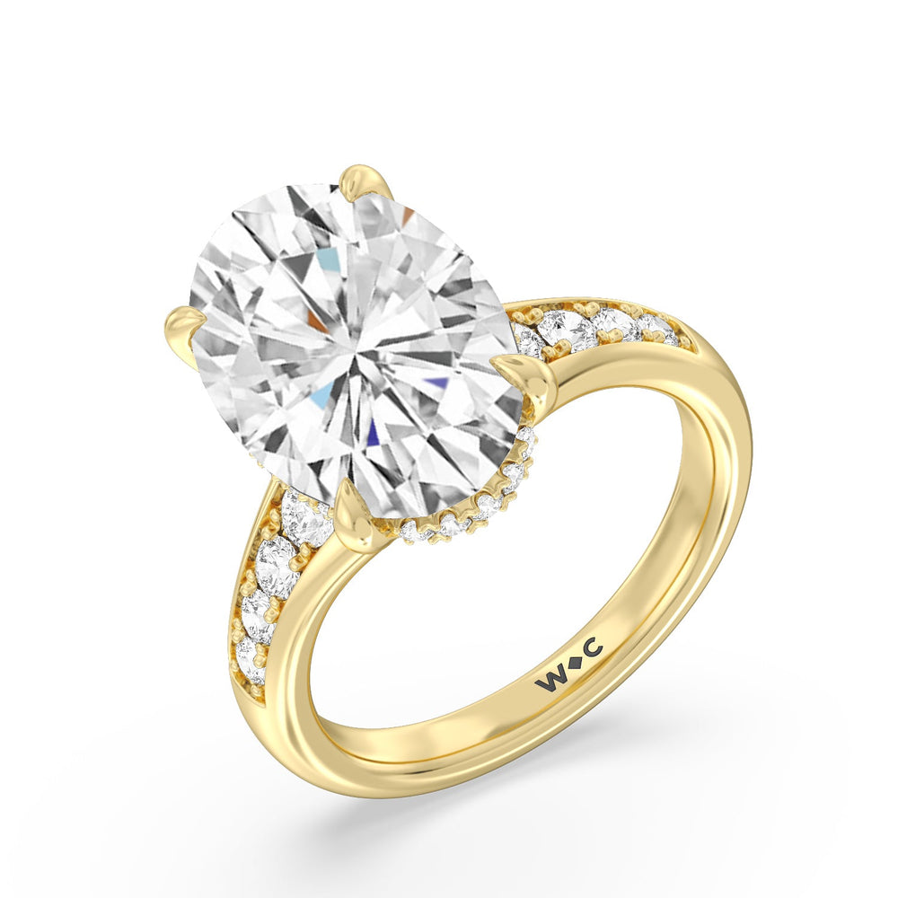 Regal Vintage Tapered Ring with Oval Cut Diamond in 14KT Yellow Gold view 3
