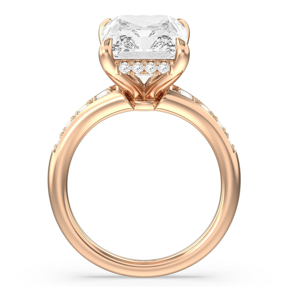 Regal Vintage Tapered Ring with Radiant Cut Diamond in 14KT Rose Gold view 2
