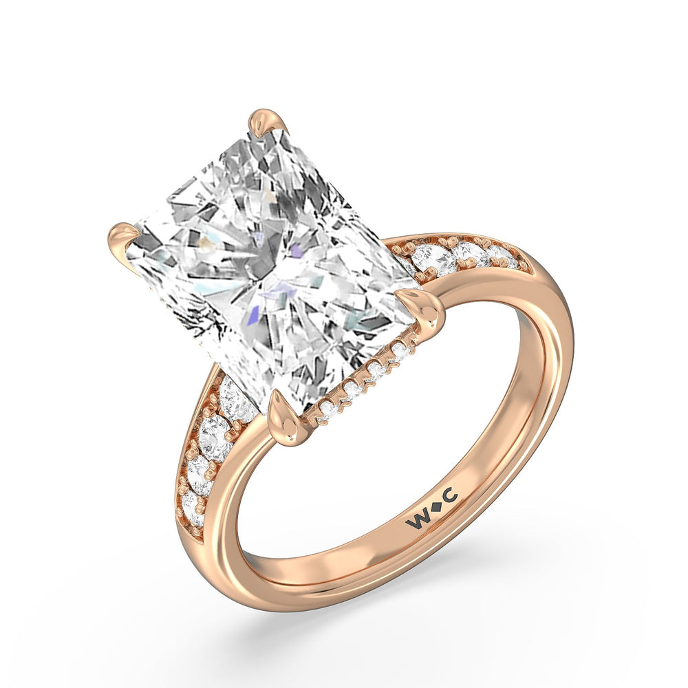 Regal Vintage Tapered Ring with Radiant Cut Diamond in 14KT Rose Gold view 3
