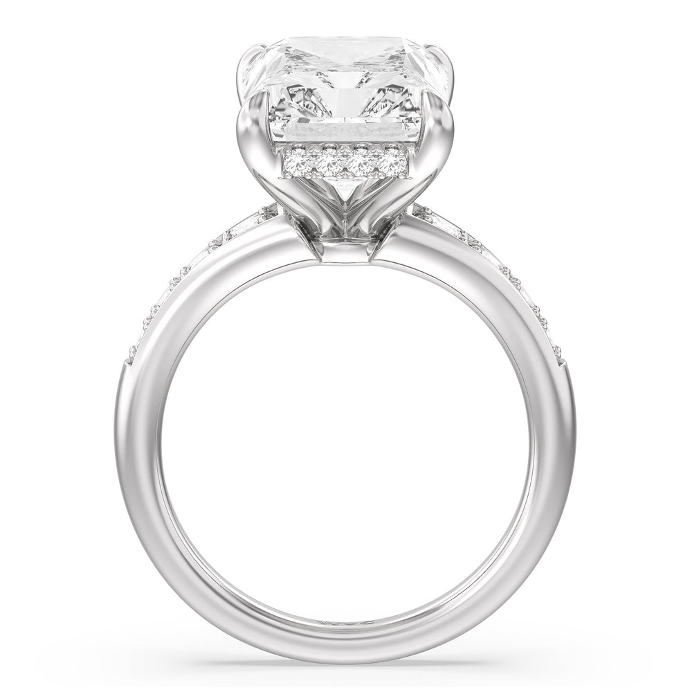 Regal Vintage Tapered Ring with Radiant Cut Diamond in 14KT Platinum view 2

