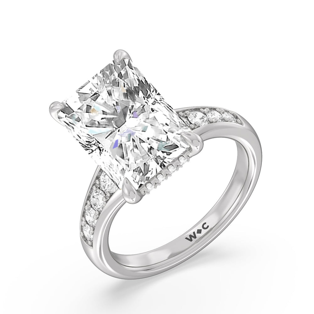 Regal Vintage Tapered Ring with Radiant Cut Diamond in 14KT Platinum view 3
