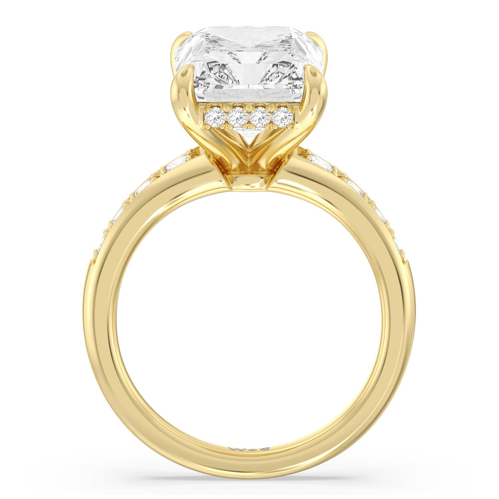 Regal Vintage Tapered Ring with Radiant Cut Diamond in 14KT Yellow Gold view 2
