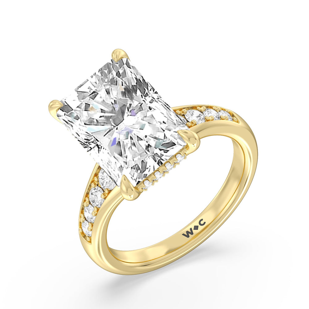 Regal Vintage Tapered Ring with Radiant Cut Diamond in 14KT Yellow Gold view 3
