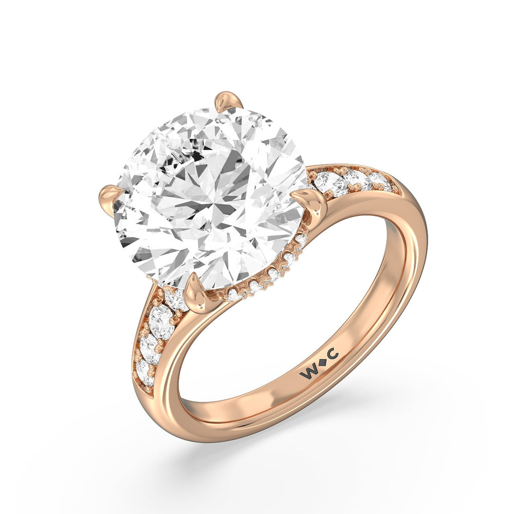 Regal Vintage Tapered Ring with Round Cut Diamond in 14KT Rose Gold view 3
