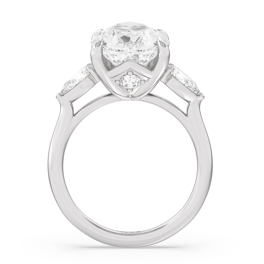 Opulent Classic Pear Trio Ring with Pear Cut Diamond in 14KT Platinum view 2
