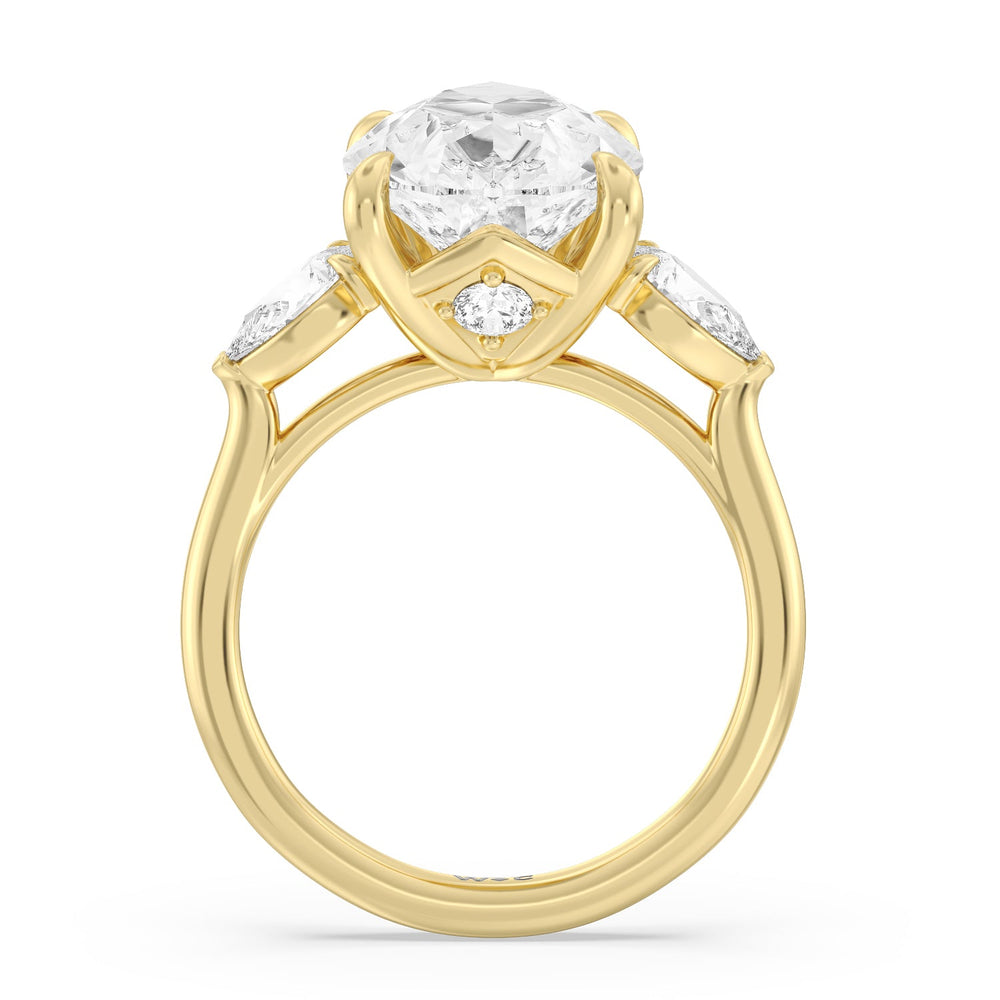 Opulent Classic Pear Trio Ring with Pear Cut Diamond in 14KT Yellow Gold view 2
