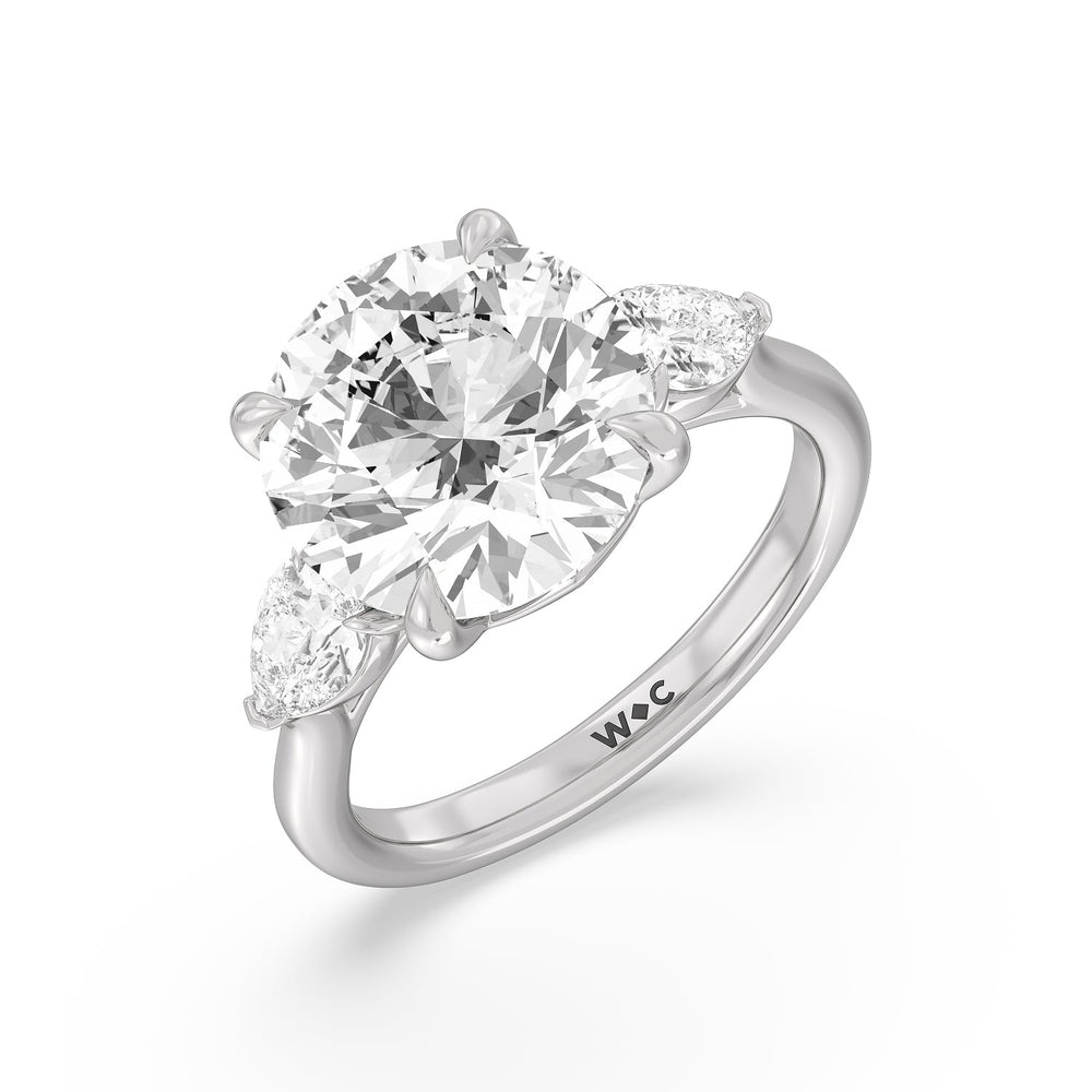 Opulent Classic Pear Trio Ring with Round Cut Diamond in 14KT Platinum view 4
