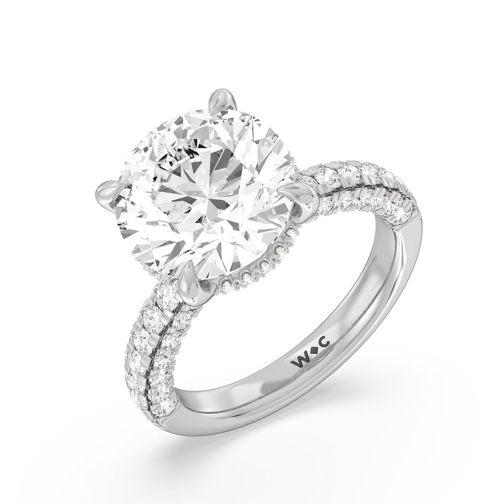 Stately Pave Side Stone Ring with Round Cut Diamond in 14KT Platinum view 3

