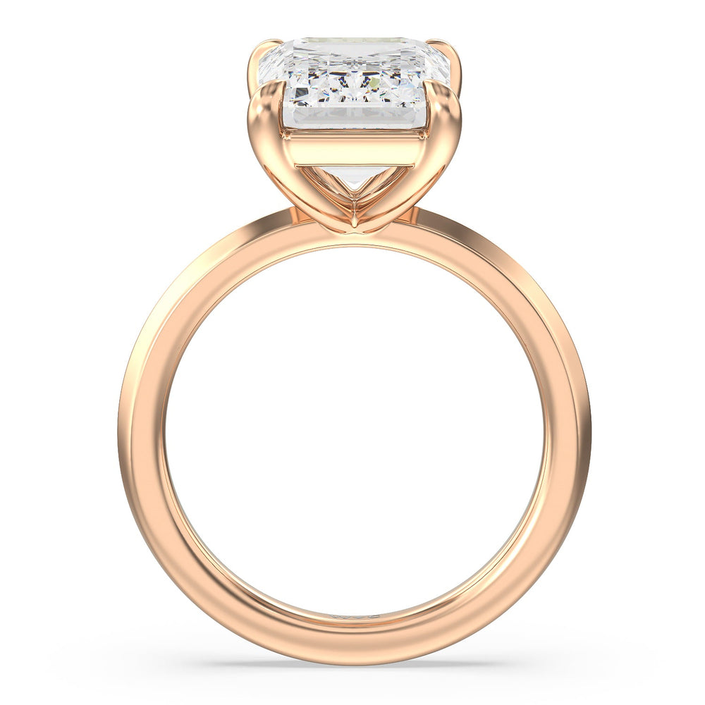 Emerald Cut Lavish Classic Knife Edge Solitaire Ring with Lab Grown Diamond in 14KT Rose Gold view 2
