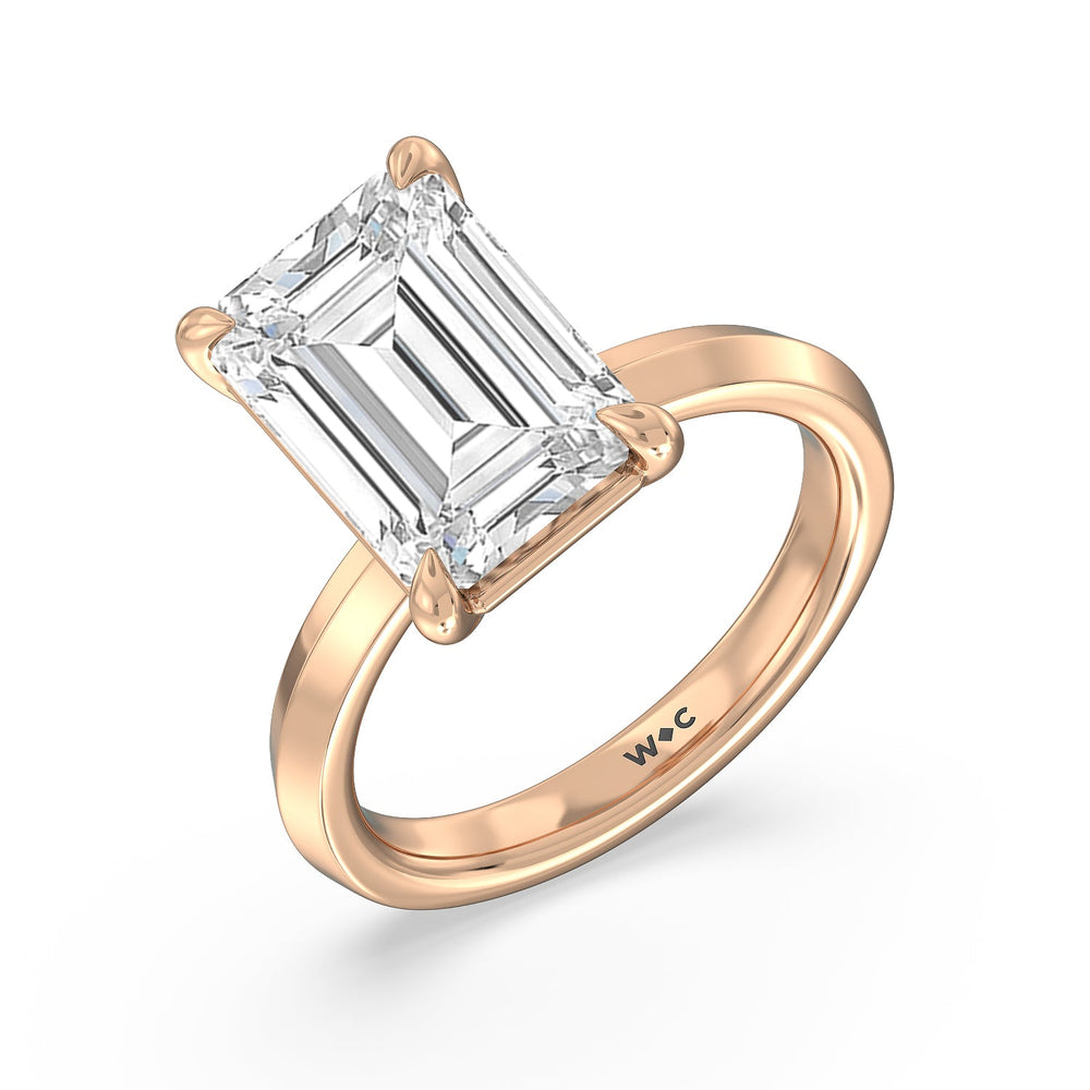 Emerald Cut Lavish Classic Knife Edge Solitaire Ring with Lab Grown Diamond in 14KT Rose Gold view 3
