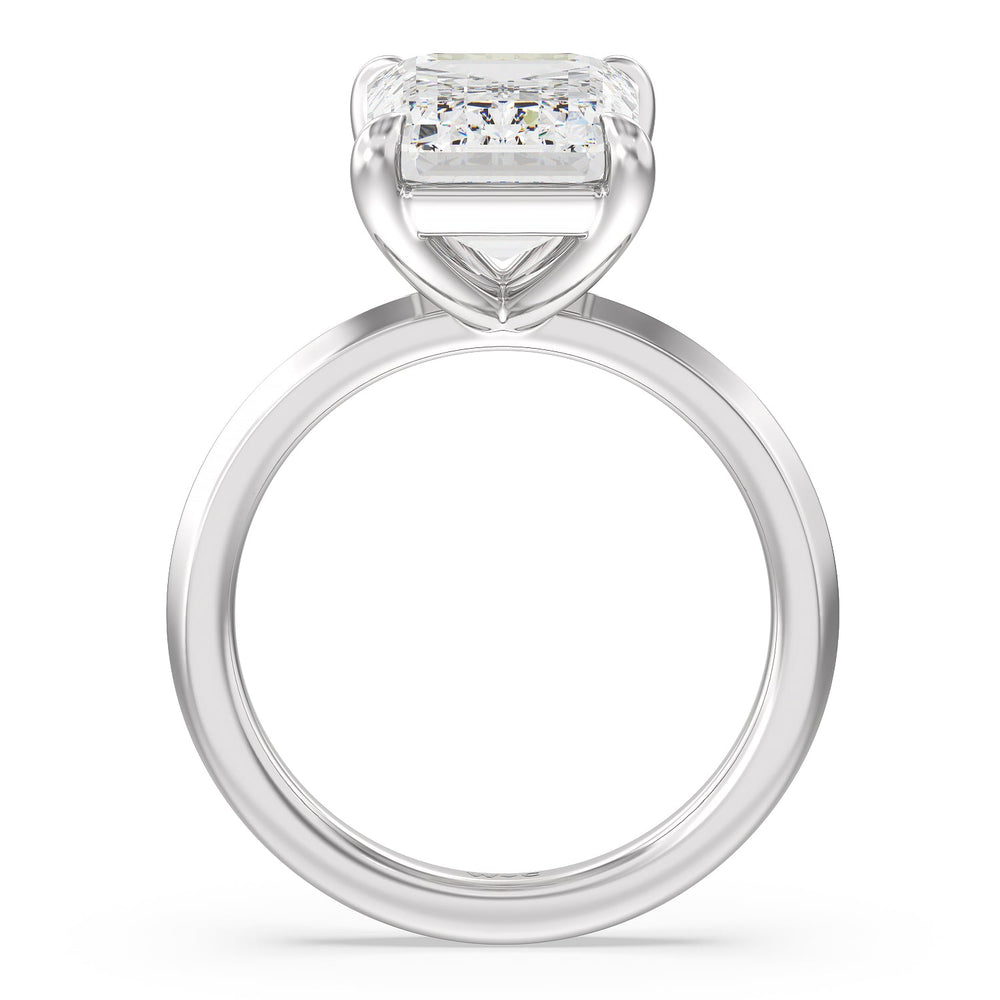 Emerald Cut Lavish Classic Knife Edge Solitaire Ring with Lab Grown Diamond in 14KT Platinum view 2
