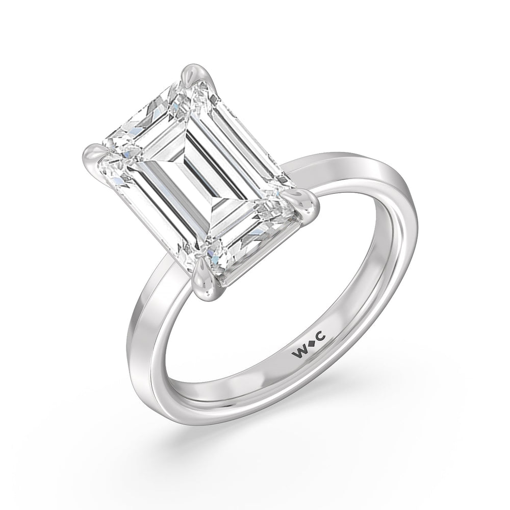 Emerald Cut Lavish Classic Knife Edge Solitaire Ring with Lab Grown Diamond in 14KT Platinum view 3
