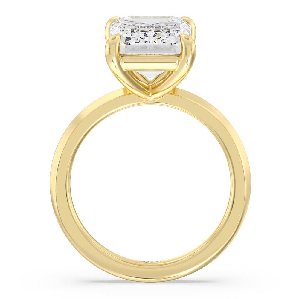 Emerald Cut Lavish Classic Knife Edge Solitaire Ring with Lab Grown Diamond in 14KT Yellow Gold view 2
