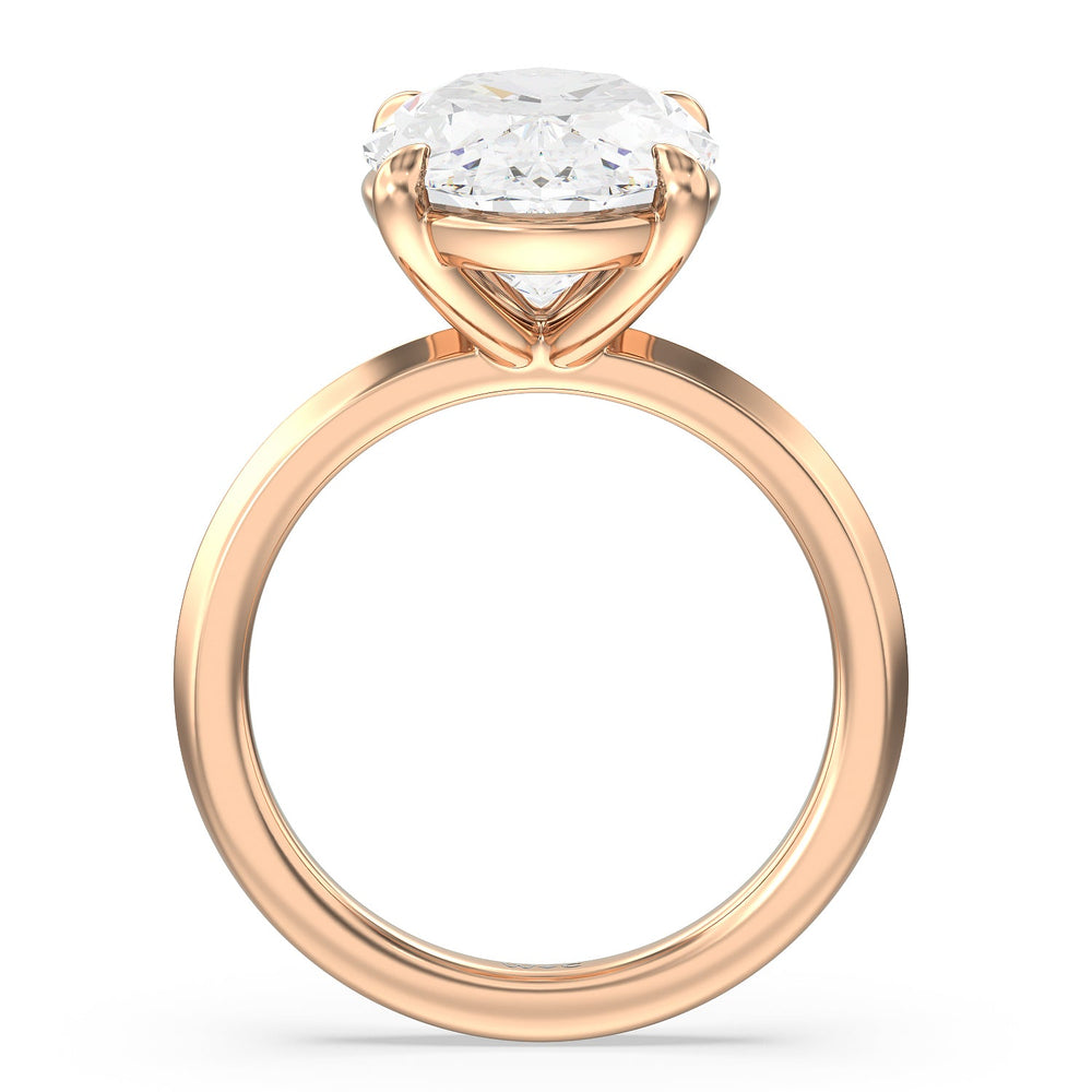 Oval Cut Lavish Classic Knife Edge Solitaire Ring with Lab Grown Diamond in 14KT Rose Gold view 2

