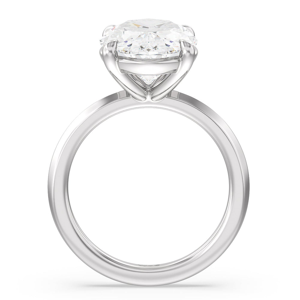 Oval Cut Lavish Classic Knife Edge Solitaire Ring with Lab Grown Diamond in 14KT Platinum view 3
